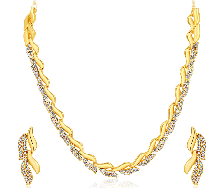 Sukkhi 2724NGLDPF1000 Graceful Gold Plated Austrian Diamond Necklace Set for Women - Gold - Zoom Image 2