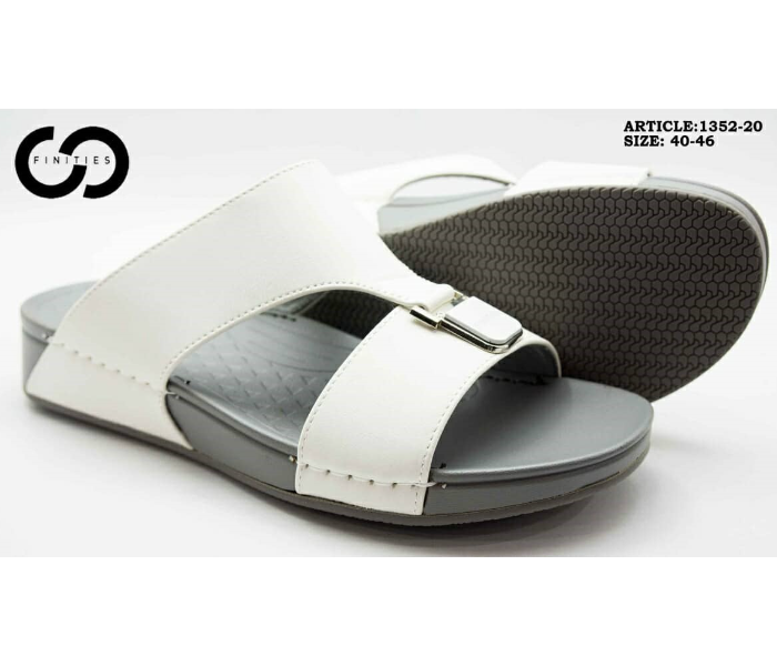 Finities 1352-20 43 EU Comfortable Stylish Flat Sandal For Men -White - Zoom Image