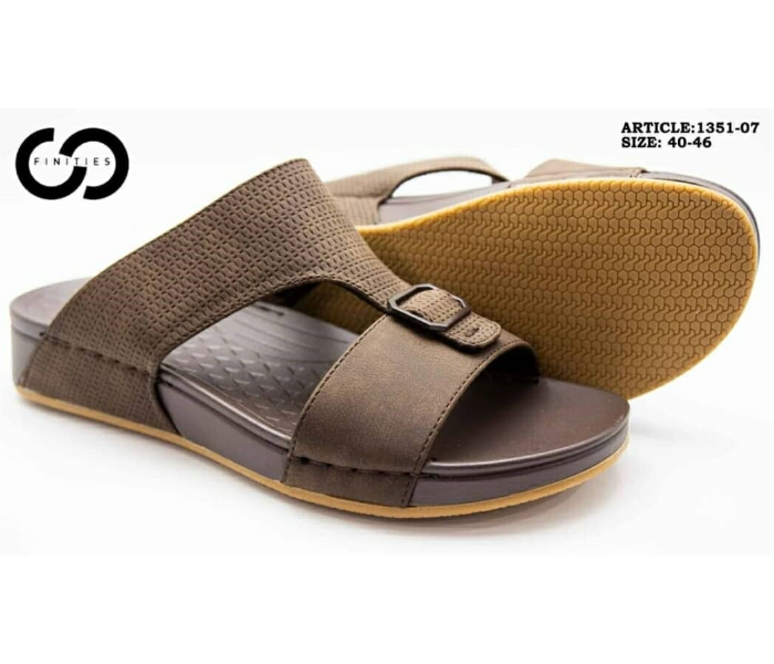 Finities 1351-07 44 EU Comfortable Flat Sandal For Men - Coffee - Zoom Image