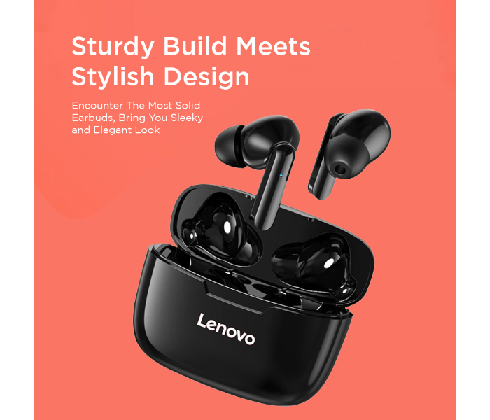 Lenovo XT90 Bluetooth 5.0 True Wireless Stereo Earphone with Touch Control, IPX5 Waterproof and 300mAh Charging Case for iPhones and Android Smartphones -Black - Zoom Image 1