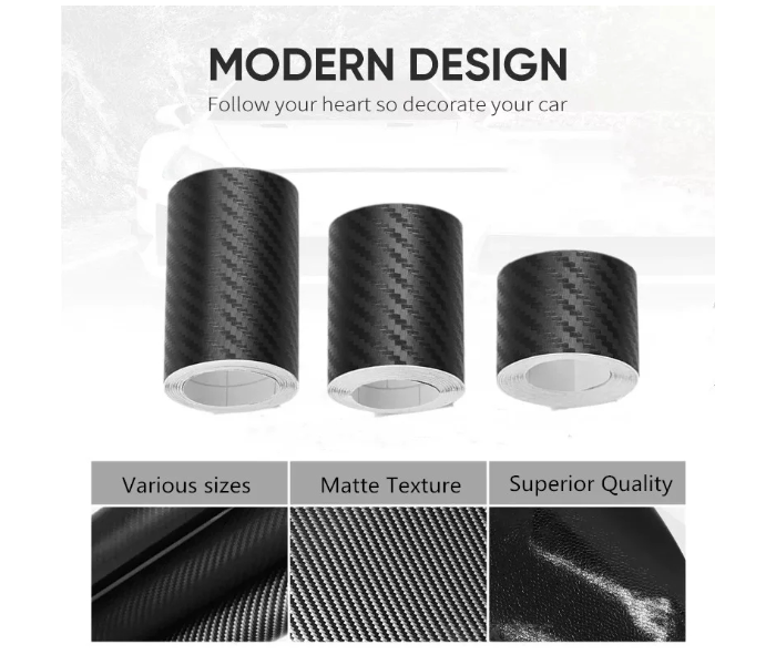 10cmx5m Nano Carbon Fibre Car Sticker Door Protector Strip - Black - Zoom Image 2