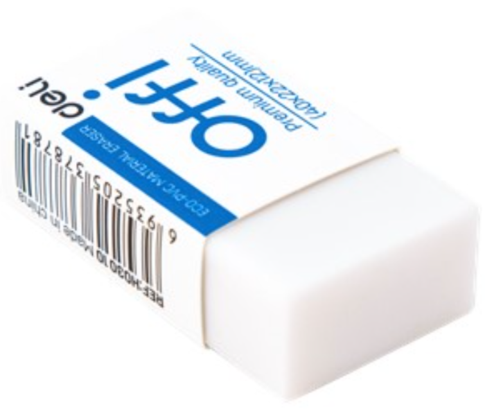 Deli H03010 30 Pieces 12mm Offi Premium Quality Eraser - White - Zoom Image