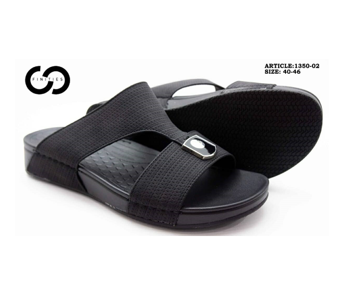 Finities 1350-02 44 EU Comfortable Flat Sandal For Men - Black - Zoom Image