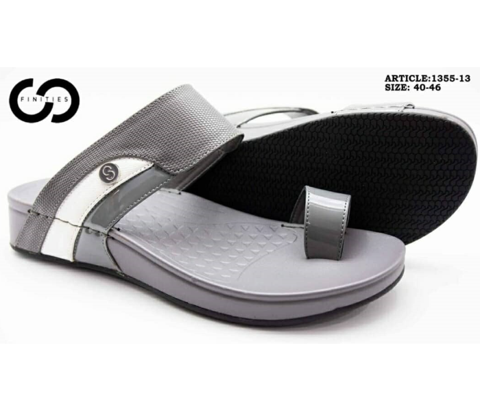 Finities 1355-13 46 EU Comfortable Stylish Flat Sandal For Men -Grey - Zoom Image