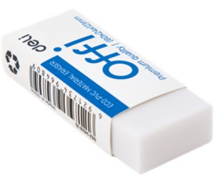 Deli H03110 20 Pieces 12mm Offi Premium Quality Eraser - White - Zoom Image