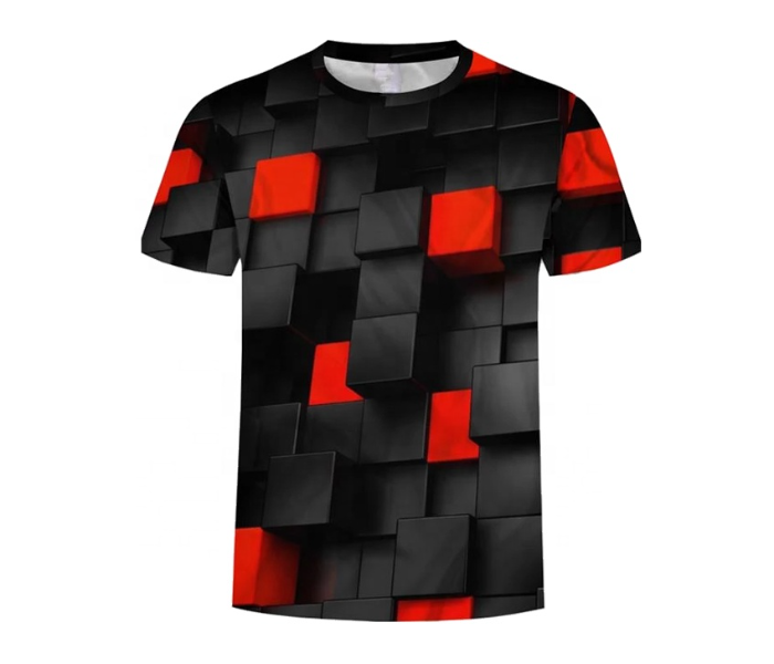 FN-3D Digital Printing Short Sleeve Large T-Shirt for Men -Red and Black - Zoom Image