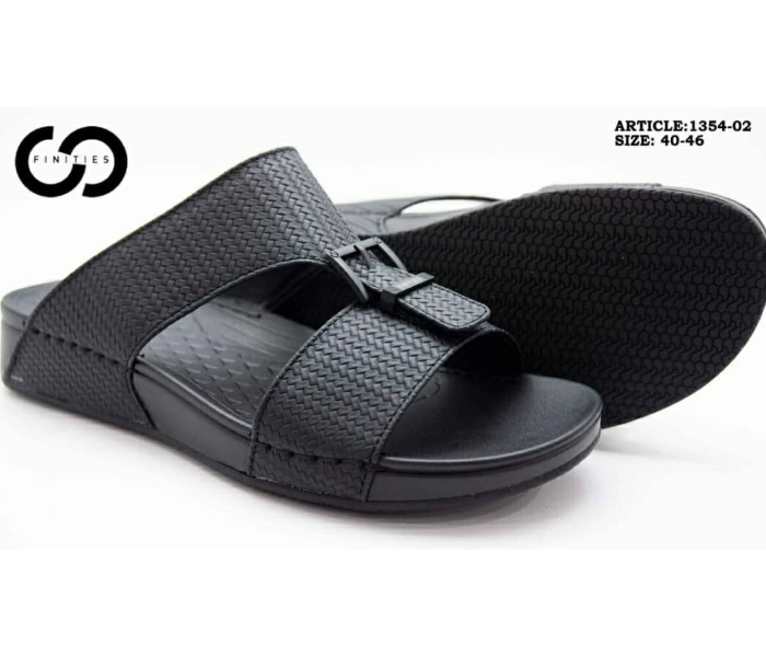 Finities 1354-02 42 EU Comfortable Stylish Flat Sandal For Men -Black - Zoom Image