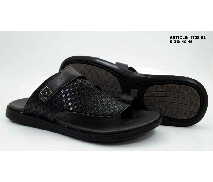 1728-02 44 EU Comfortable Stylish Flat Sandal For Men -Black - Zoom Image