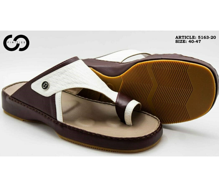 Finities 5163-20 45 EU Arabic Med Sandal For Men -White and Brown - Zoom Image