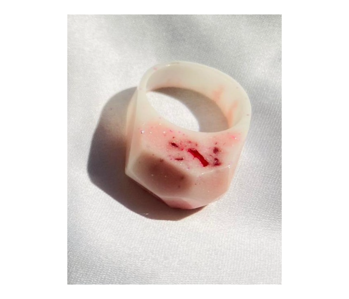 Resin 813 Personalised Stylish and Elegant Finger Ring - White and Pink - Zoom Image