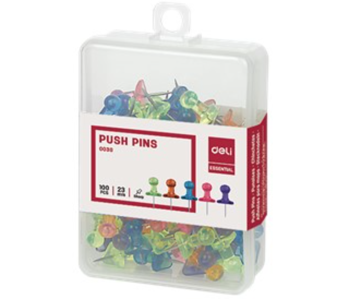 Deli 0030 D 100 Pieces 23mm 1 Inch Push Pins - Silver - Zoom Image 1