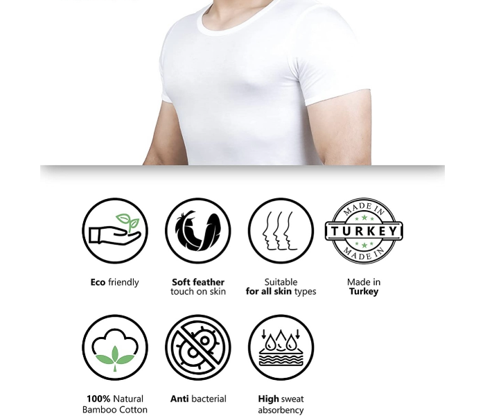 Merdin Fannila Small Bamboo Cotton Anti-Bacterial Sweat Absorbing Eco-Friendly Inner Vest For Men -White - Zoom Image 3