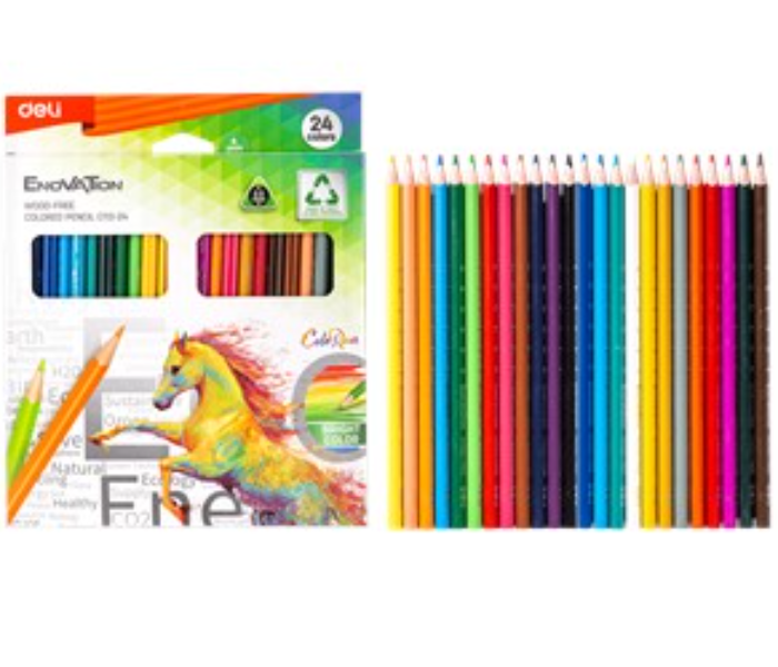 Deli C113-24 3mm 24 Colors Enovation Wood Free Lead Colored Pencil - Zoom Image