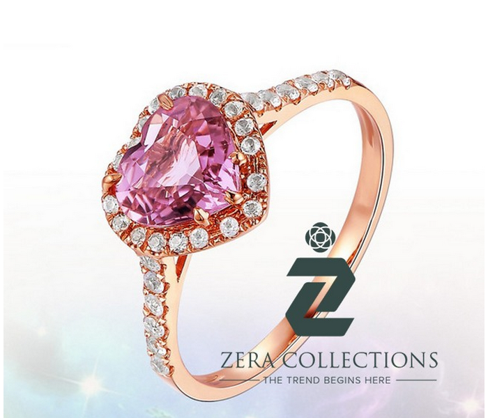 Zera RG078 Adjustable Brass With Gold Plated Trendy Ring For Women -Pink - Zoom Image 3