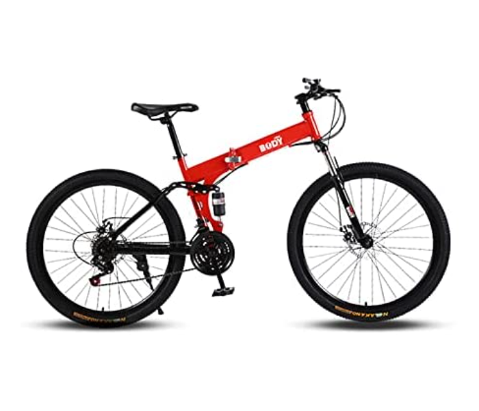 Body Line Sport FOLDSP2 24 Inch Super Hero Folding Bicycle with Double Disk Brake and Shock Absoration Front Fork - Red - Zoom Image