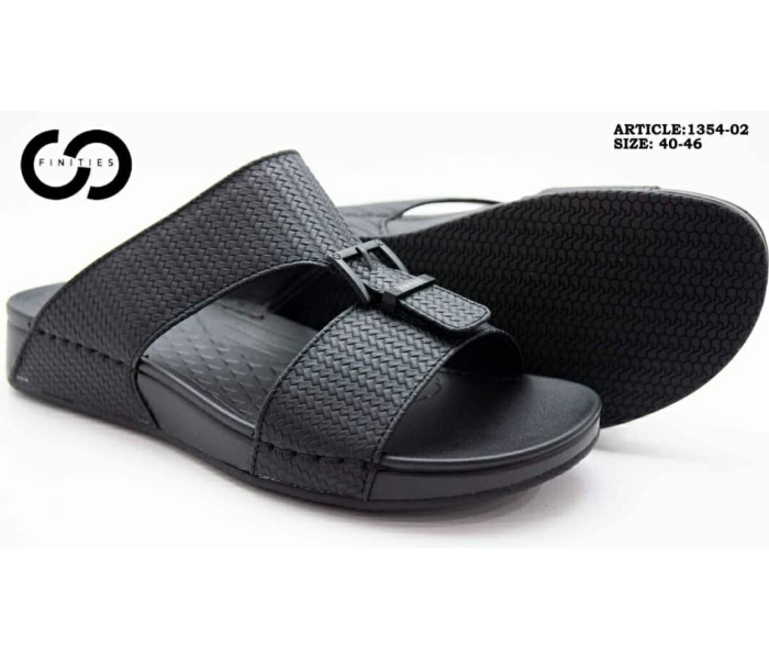 Finities 1354-02 40 EU Comfortable Stylish Flat Sandal For Men -Black - Zoom Image