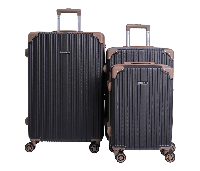 Para John PJTR3148 Scatola 3 Piece Hard Trolley Luggage Set with Four Silent Spinner Wheels - Black - Zoom Image 1