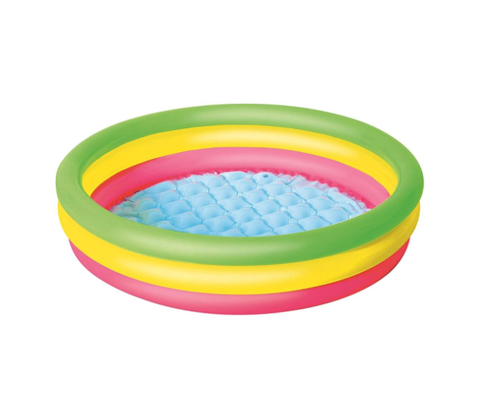 Bestway 51128 70Cm Vinyl 3 Equal Rings Summer Set Pool -Pink and Green - Zoom Image 1