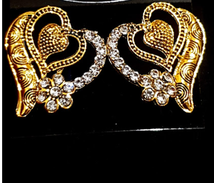 Strabella ES1-02 Beautiful Stone Studded Big Earring for Women - Gold and Silver - Zoom Image