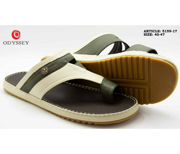 Odyssey 5159-17 47 EU Arabic Sandal For Men -Cream and Olive - Zoom Image