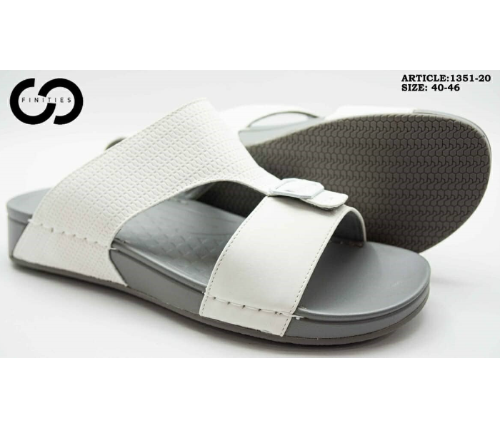 Finities 1351-20 46 EU Comfortable Flat Sandal For Men - White - Zoom Image