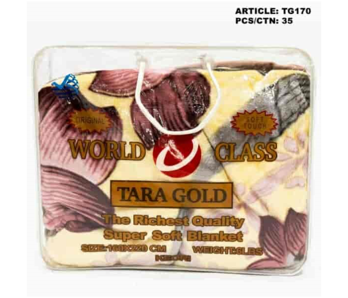 Tara Gold TG170 2Ply Printed Super Soft Comfortable Blanket -Cream - Zoom Image