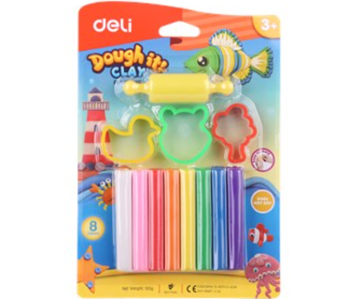 Deli D75021 100g Dough It Plasticine Clay 8 Different Color - Zoom Image