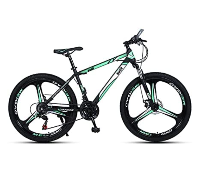 Body Line MIGHTY 3KNIFE 24 Inch Carbon Steel Bike Mighty With Bicycle With Sealed Central Shaft And Shock Absorption Front Fork -Black and Green - Zoom Image