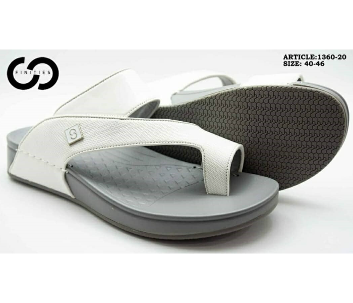 Finities 1360-20 44 EU Comfortable Flat Sandal For Men - White - Zoom Image