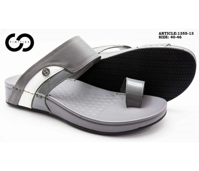 Finities 1355-13 44 EU Comfortable Stylish Flat Sandal For Men -Grey - Zoom Image