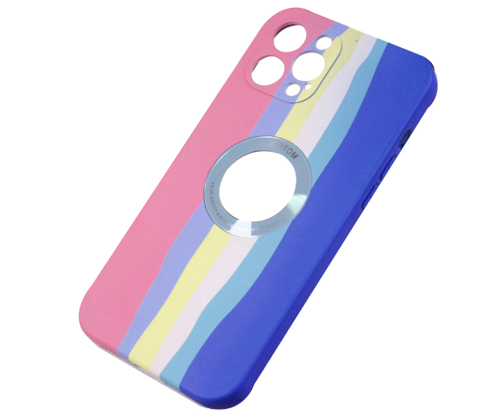 Generic IPHC-795-02 Silicone Cover Rainbow Series 2 with Logo Glass Protection Case for iPhone 11 - Blue - Zoom Image 2