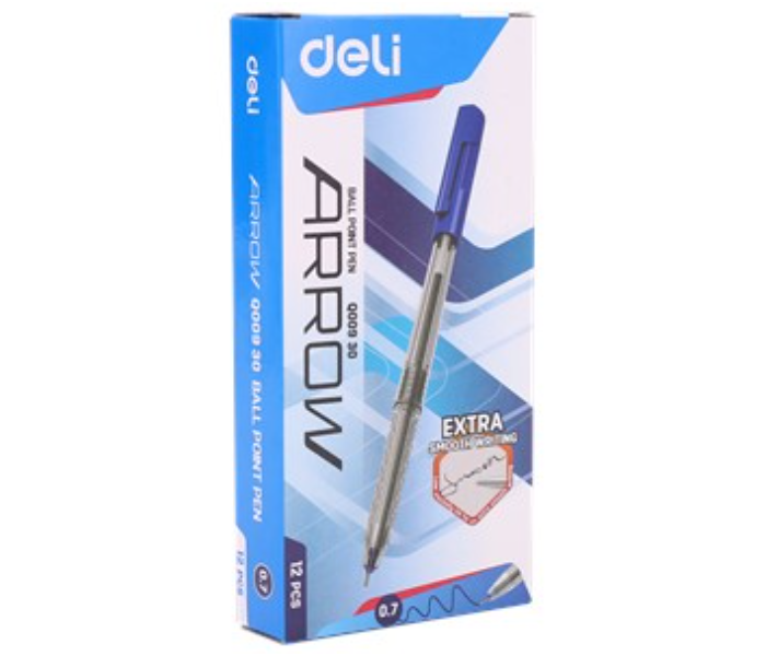 Deli Q00930 12 Piece 0.7mm Mini Tip Ball Point Pen - Blue - Zoom Image 3