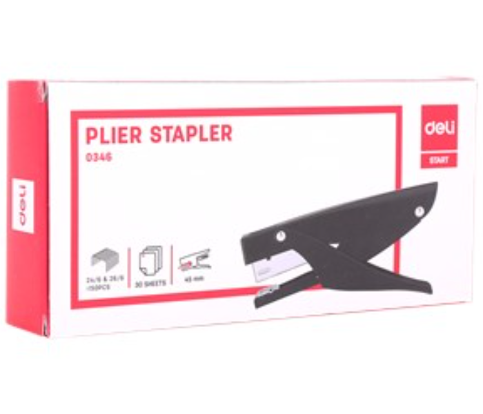 Deli 0346 24x6 and 26x6 30 Sheets Plier Stapler - Black - Zoom Image