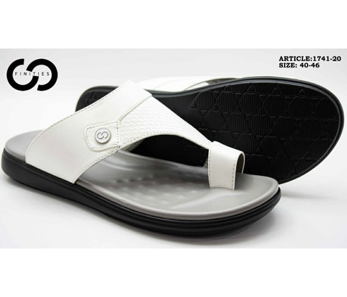 Finities 1741-20 42 EU Comfortable Stylish Flat Sandal for Men - White - Zoom Image