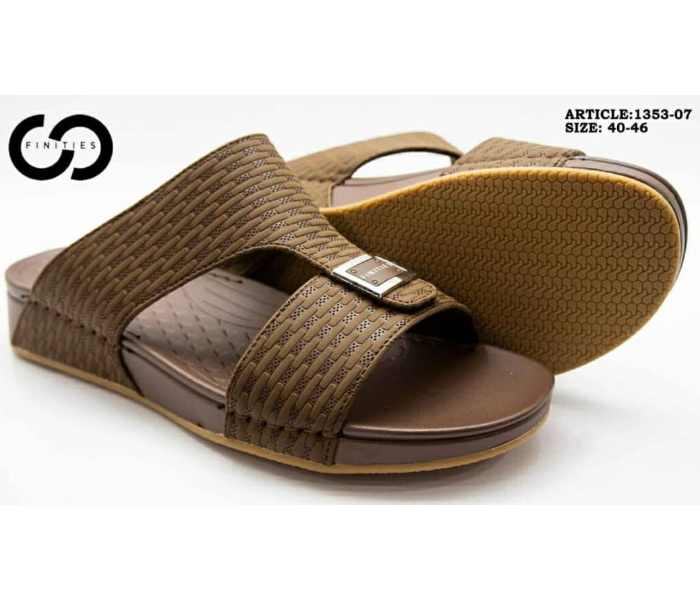 Finities 1353-07 44 EU Comfortable Stylish Flat Sandal For Men  -Coffee - Zoom Image