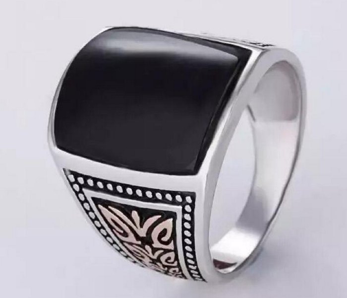 Zera RGSLMN015 9 Silver 925 Trendy Ring for Men - Black - Zoom Image