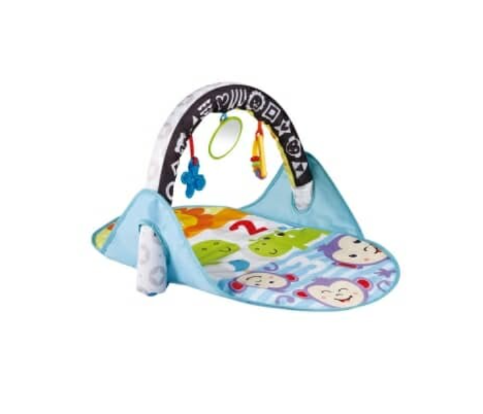 939765 Washable Twist and Fold Printed Baby Playmat with Hanging Toys- Blue - Zoom Image