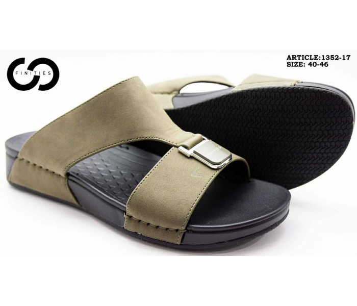 Finities 1352-17 43 EU Comfortable Stylish Flat Sandal For Men -Olive - Zoom Image