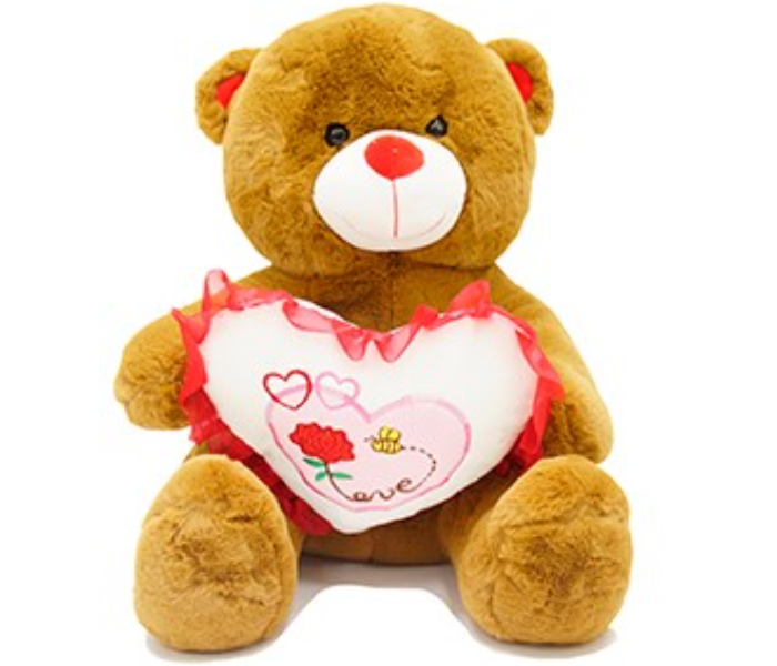 SY8002 38CM 550GM Bear Soft Doll with Heart for Kids - Brown - Zoom Image