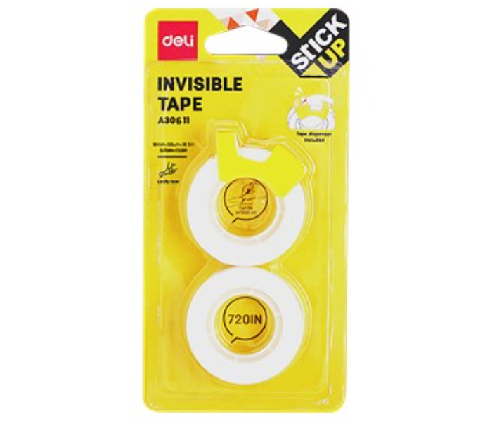 Deli A30611 Stick Up 18mm 50UM 18.3M Invisible Tape - White - Zoom Image