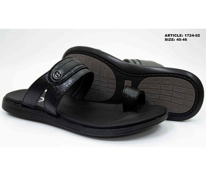 1724-02 46 EU Comfortable Stylish Flat Sandal For Men -Black - Zoom Image