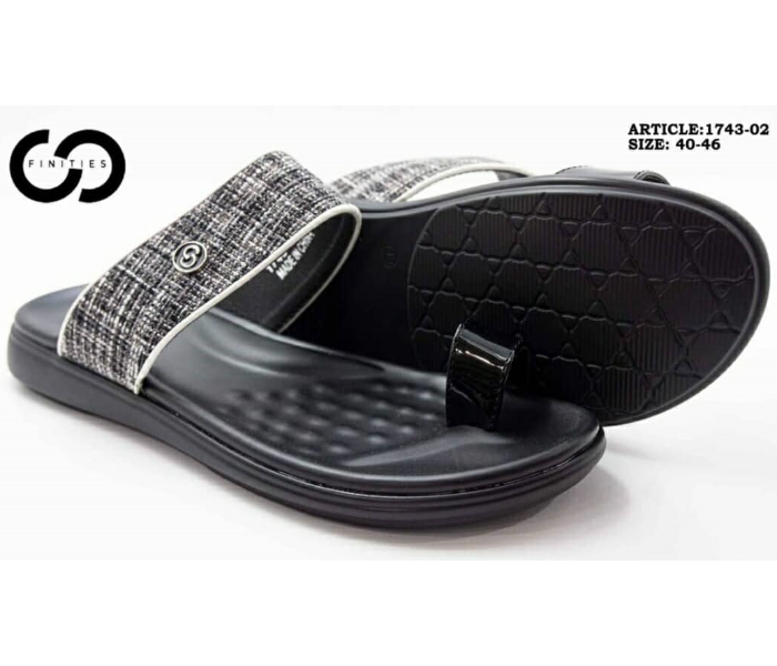 Finities 1743-02 40 EU Comfortable Stylish Flat Sandal for Men - Black - Zoom Image