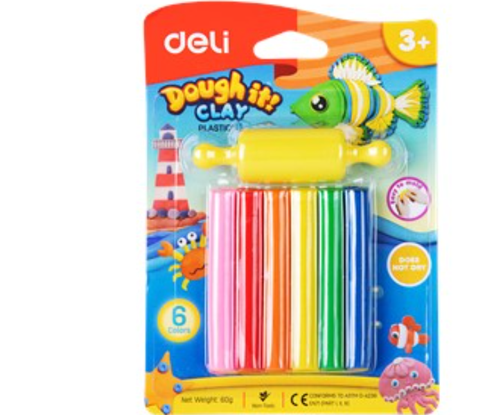 Deli D75011 6 Pieces 60g Dough It Plasticine Clay 6 Different Color for Kids - Zoom Image