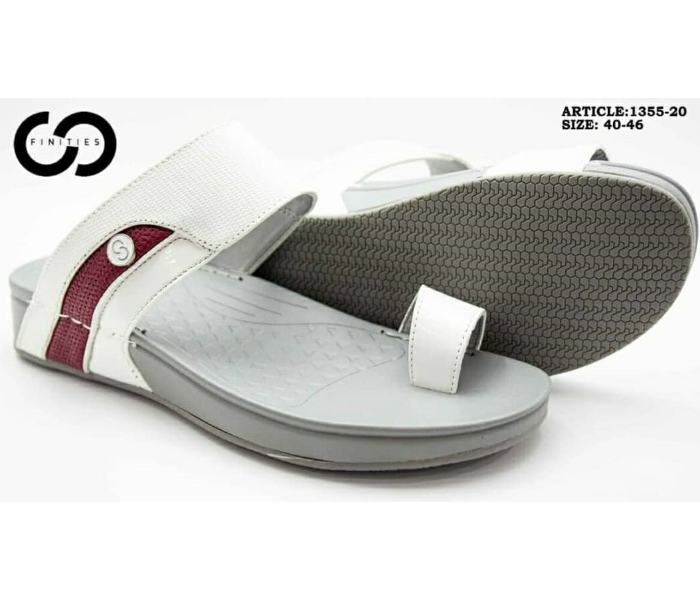 Finities 1355-20 41 EU Comfortable Flat Sandal For Men - White and Grey - Zoom Image