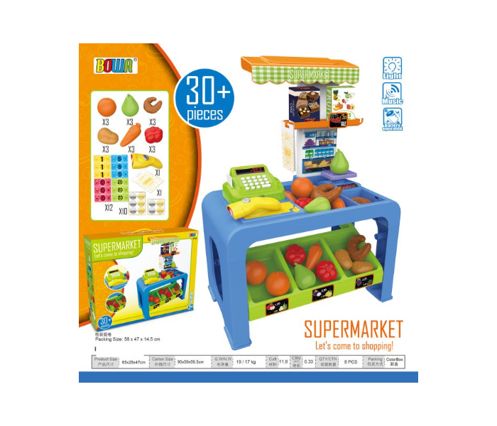 8728 Fruit Supermarket with Light and Music for Kids - Blue and Green - Zoom Image