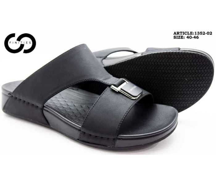 Finities 1352-02 45 EU Comfortable Stylish Flat Sandal For Men -Black - Zoom Image