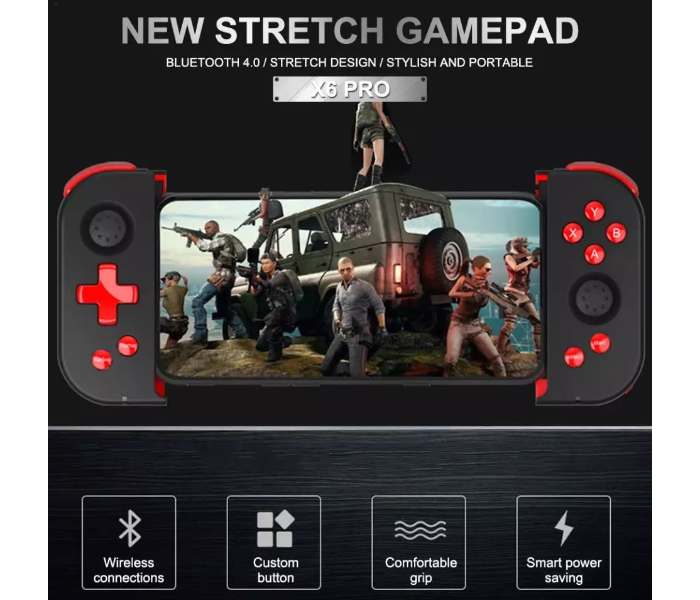 ANA Dreamworks X6 PRO-RED and BLACK Lady Bug Stretch Dual Joystick Bluetooth Gamepad For Android and IOS -Black and Red - Zoom Image 5