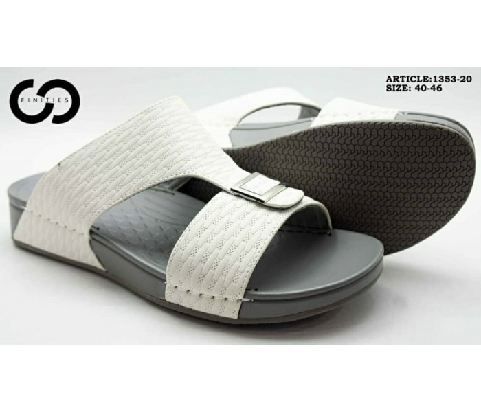 Finities 1353-20 45 EU Comfortable Stylish Flat Sandal For Men  -White - Zoom Image