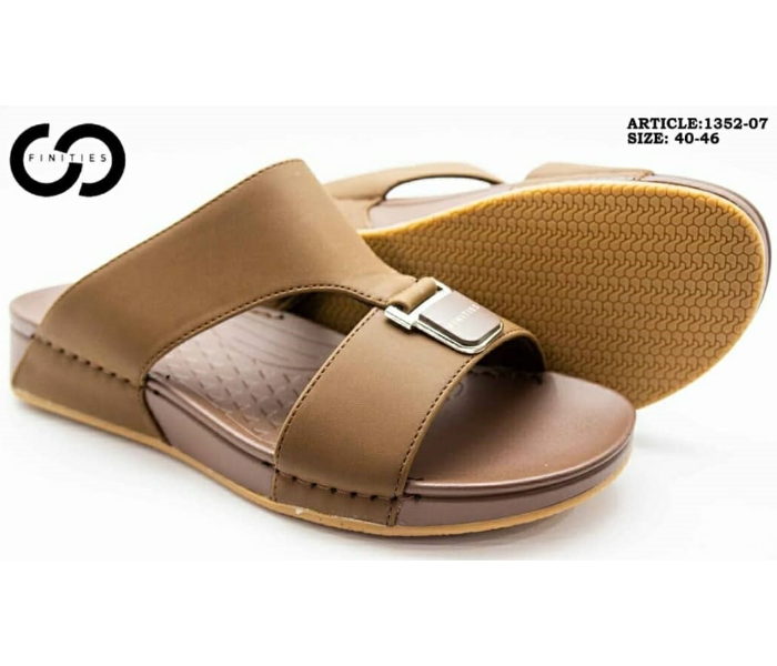 Finities 1352-07 40 EU Comfortable Stylish Flat Sandal For Men - Coffee - Zoom Image