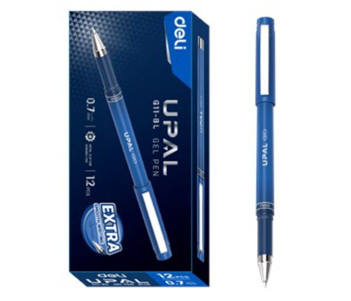 Deli G11-BL 12 Piece 0.7mm Bullet Tip Office Gel Pen - Blue - Zoom Image